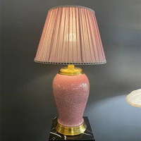 2022 pink binglie ceramic table lamps for bedroom living room study room girls room decor lamp 220v eu plug free shipping