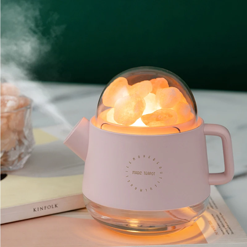 

Portable Crystal Aromatheraphy Humidifier Wireless Aroma Essential Oil Diffuser LED Light Himalayan Salt Cool Mist Humidifier