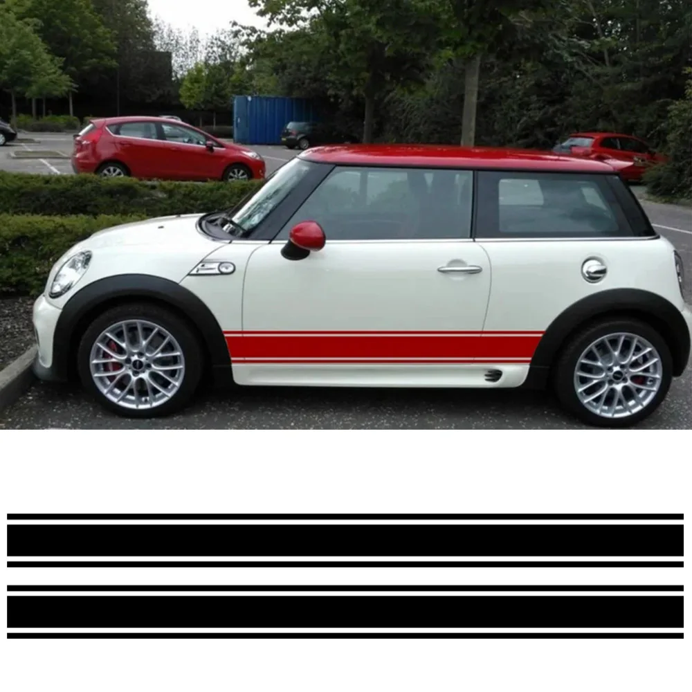 

Mini Cooper Side stripes, Stripes For Side skirt, Racing Decoration decals, Adhesive Vinyl Graphics