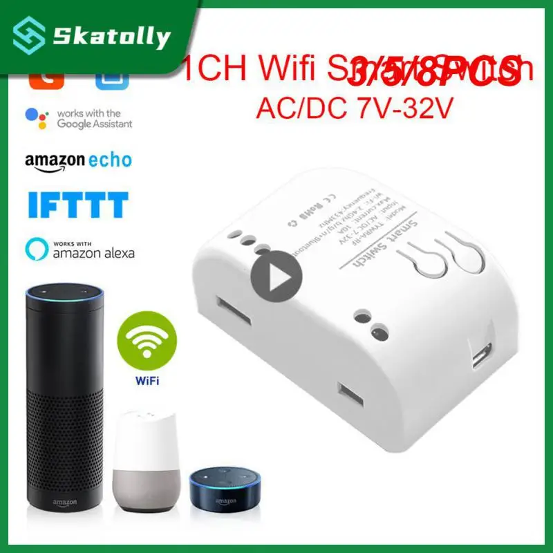 

3/5/8PCS Tuya Smart Rf Wifi On-off Switch Self-locking Interlock Single Relay Module 10a Rf 433mhz