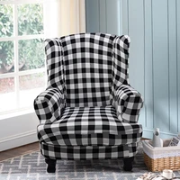 plaid wing chair cover stretch armchair covers removable sofa slipcovers seat cushion cover furniture protector housse de chaise