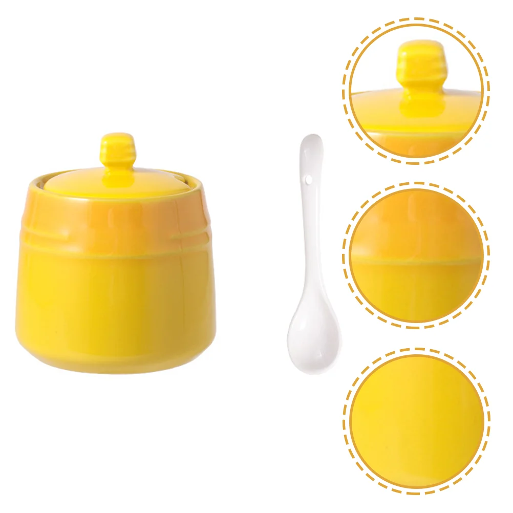 

Salt Jar Seasoning Condiment Container Box Sugar Storageceramic Bowl Pepper Pot Pots Kitchen Canister Lid Porcelain Jars Spoon