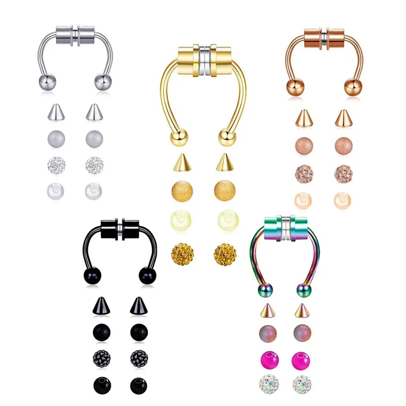 

2022 Fake Piercing Nose Ring Alloy Nose Piercing Hoop Septum Rings For Women Body Jewelry Gifts Fashion Magnetic Fake Piercing