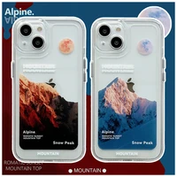 mountain alpine print clear drop protection phone case for iphone 13 11 12 pro max x xr xs shockproof hard back cover bumper
