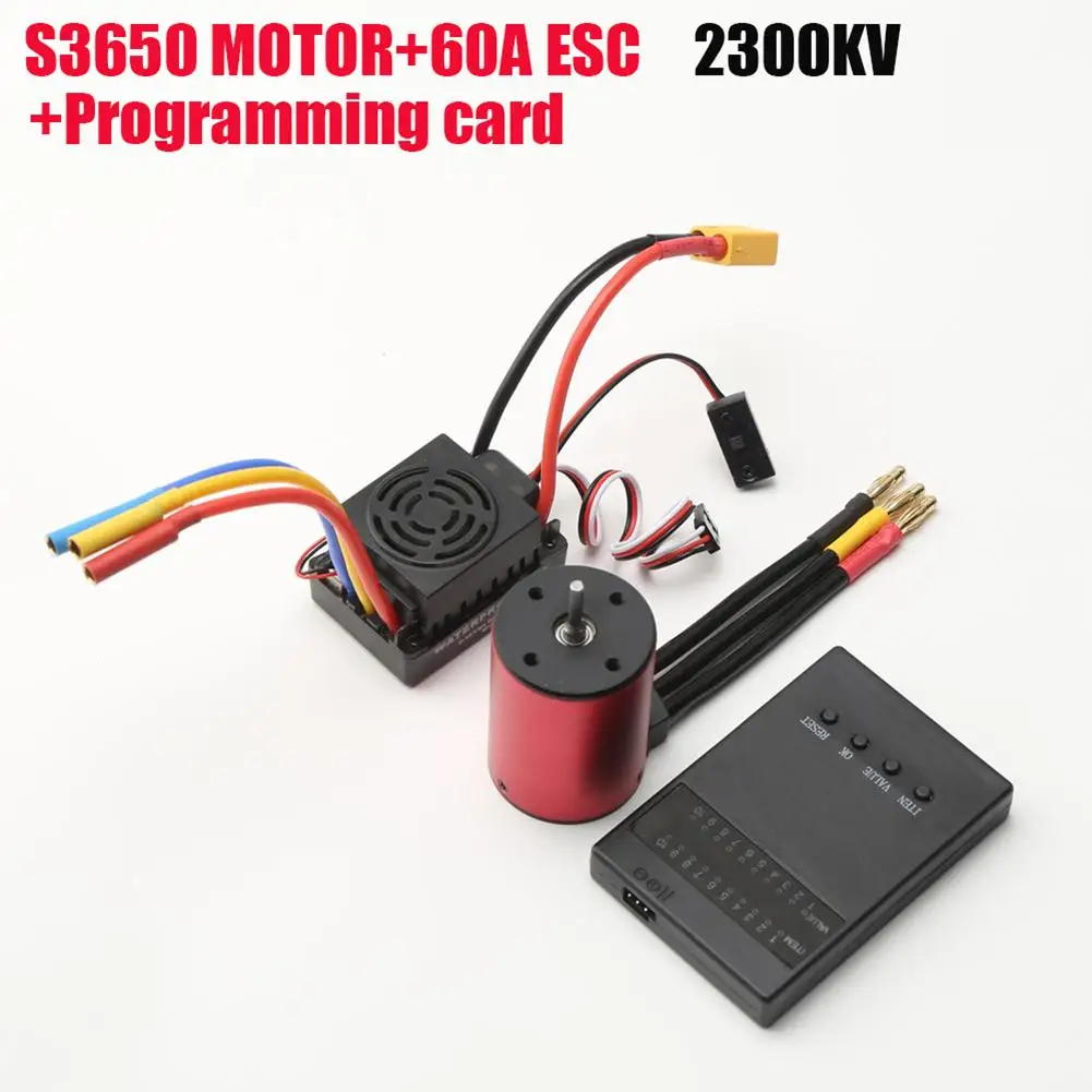 

3650 Brushless S3650 Motor 2300kv/3100kv/3900kv/4300kv With 60a Xt60 Plug Brushless Esc With Programming Card For Car 1/8 1/10