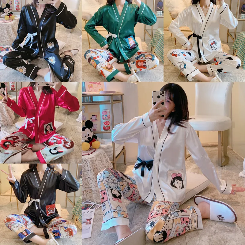 

New arrival women's pajamas Cardigan cartoon long sleeve 2 pieces suit homewear