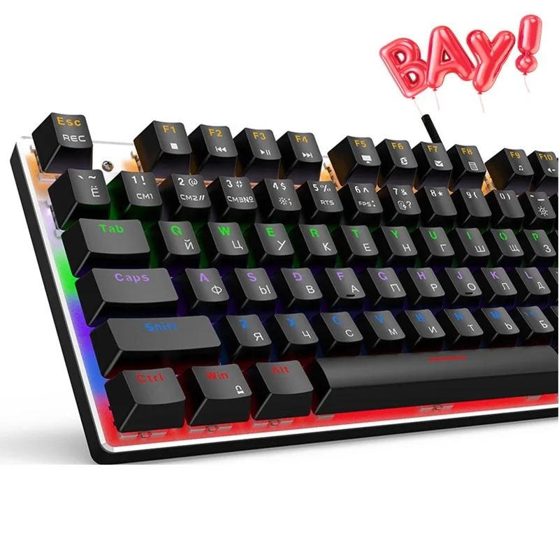 

Metoo Gaming Mechanical Keyboard Game Anti-ghosting Russian/US Blue Black Red Switch Backlit USB Wired Keyboard For pro Gamer