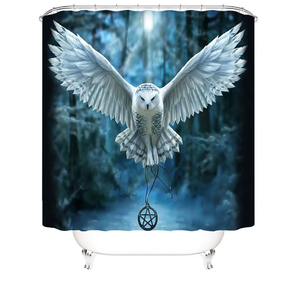 

Creative Cartoon Animal Owl Wolf Art Letter Shower Curtain Windproof Bathroom Decoration Home Furnishing