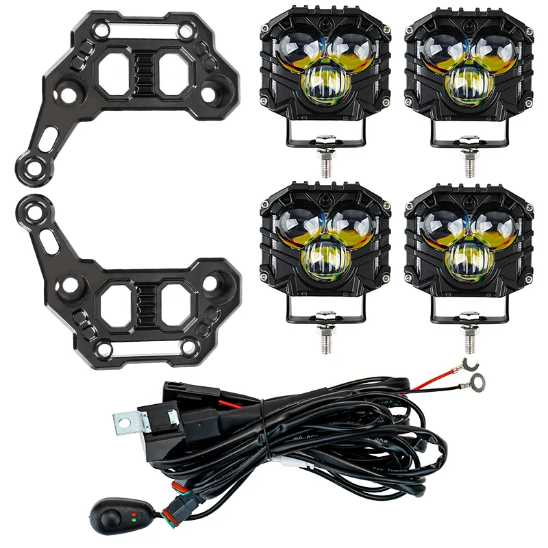 

2,5 дюйма 120 Вт прожектор с двойными струнами JL A-Pillar, монтажный кронштейн для петли лобового стекла, комплект жгутов проводов для Wrangler JL/JT 2018-2024