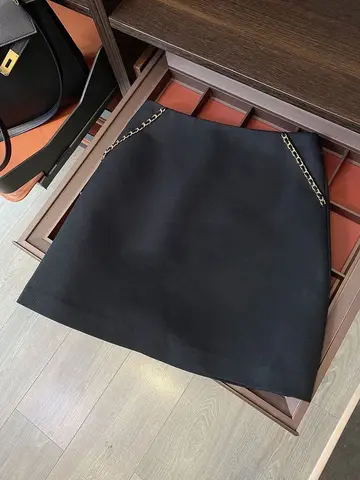 2022 autumn new Korean style Chain decoration women Tweed Skirts High waist slim A-line skirts Fahion Wrap mini skirt