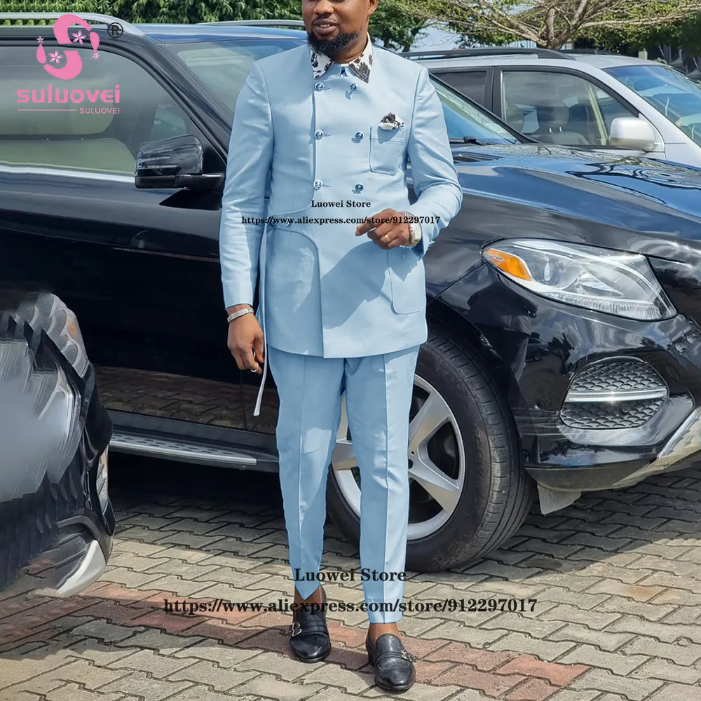 

(Customized Size Color)African Groom Wedding Tuxedo Suits For Men 2 Piece Pants Set Elegant Formal Dinner Prom Blazer Masculino