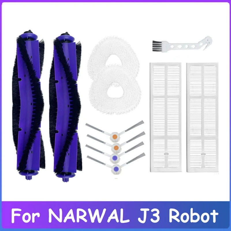 

11 шт. моющаяся основная боковая щетка, Швабра, ткань, HEPA-фильтр для NARWAL J3 аксессуары для робота-пылесоса