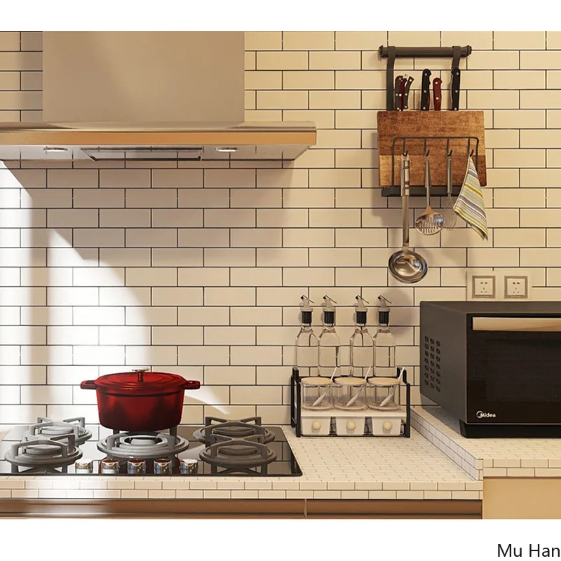 

Kitchen High Temperature Waterproof Grid Oil-proof Sticker Desktop Decorative Tile Sticker Self-adhesive Wall Sticker Wallpapers