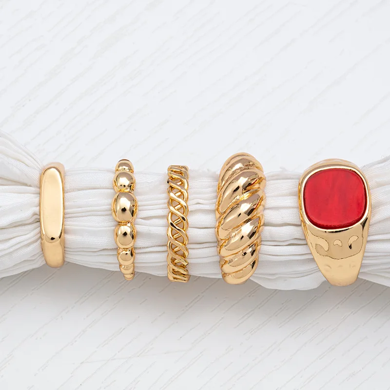 

Irregular Geometric Ring Set For Women Gold Color Metal Finger Rings Party Engagement Wedding Jewelry Gift Bague
