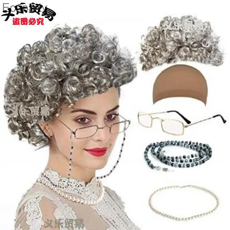 Бабушка парик для представлений косплей пожилых женщин ролевой стиль жену