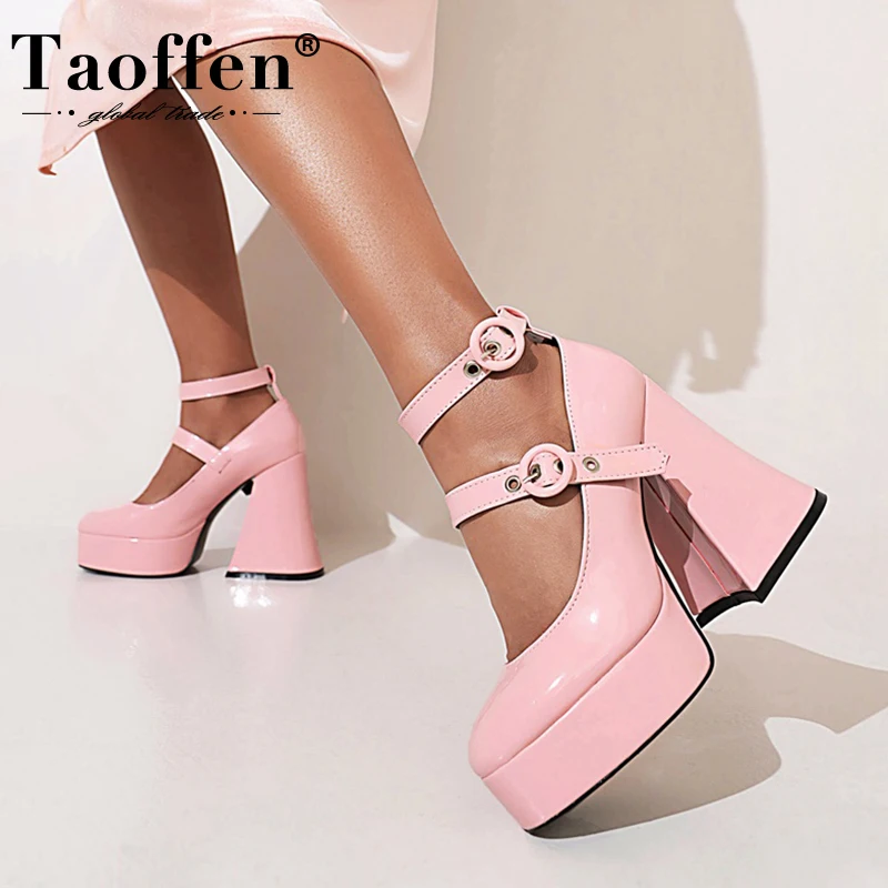 

Taoffen Size 35-43 New Arrivals Woman Pumps Platform Ankle Strap Sexy Fashion Women Shoes Ins Street Dance Party Ladies Footwear