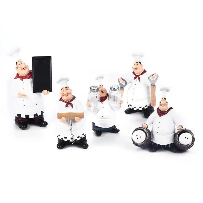 

Chef Statue Cartoon Restaurant Chef Figurine Cook Ornament Home Kitchen Sculpture Tabletop decor Multi-functional kitchen tools