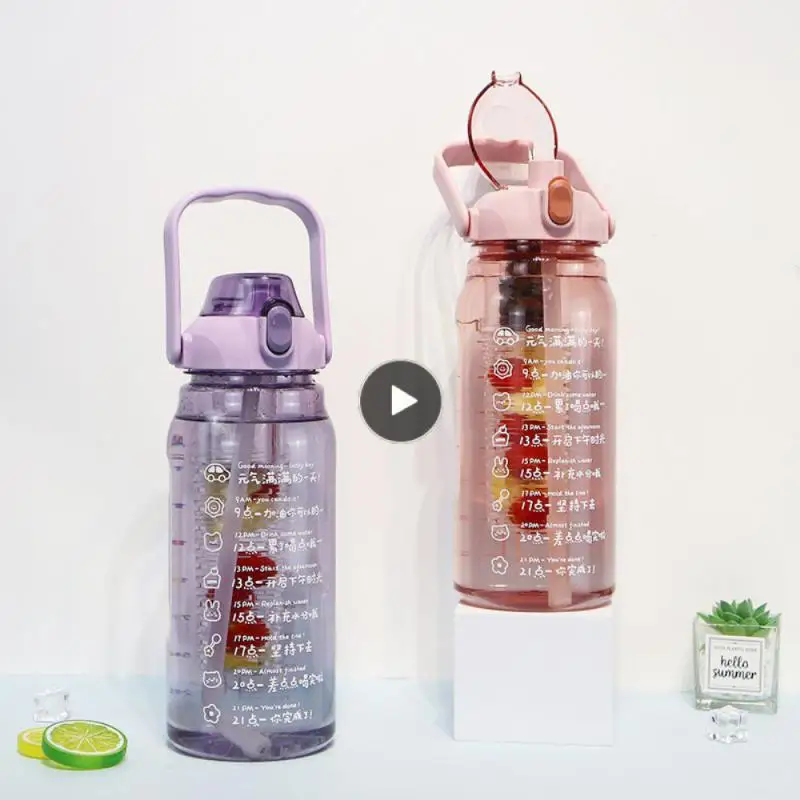 

Large Capacity Bicycle Water Bottle Transparent Leak-proof Plastic Sports Cup Drinking Cups Tea Partition Design Good Sealing