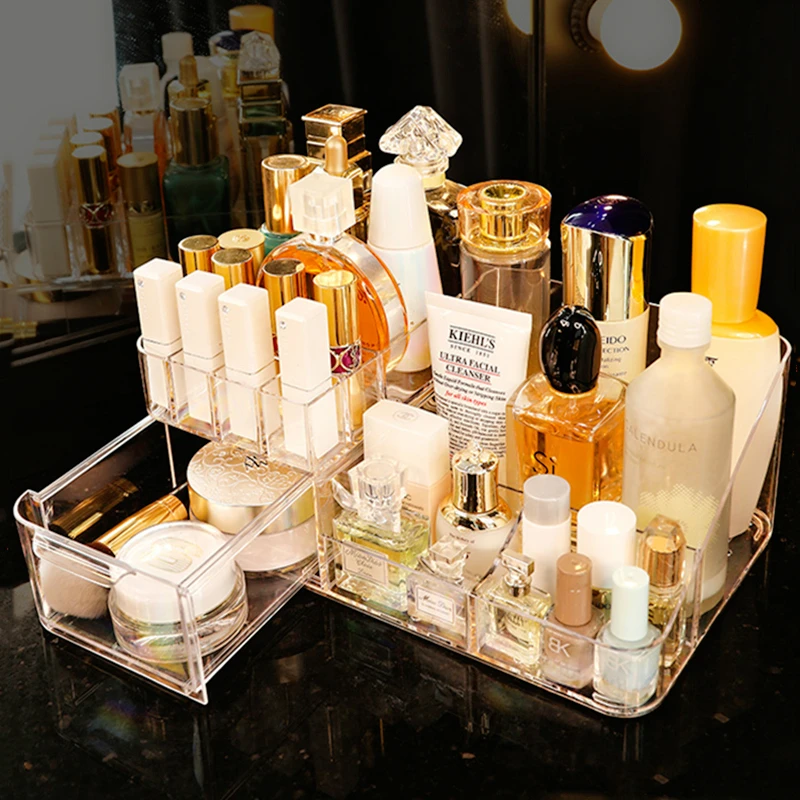 

Vanity Makeup Organizer 15-Compartment Holder for Brushes Eyeshadow Palettes & Beauty Supplies Stacks Bathroom Storage Drawers