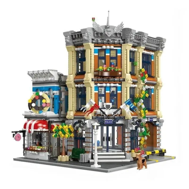 

Street View Police Station With 6 Dolls MOC Modular Building Blocks 89134 Model Bricks Set Creative Cities Garden Toys Kid Gift