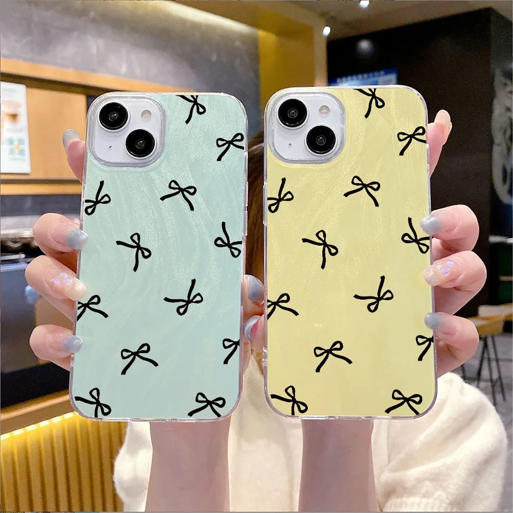 Цветной чехол для телефона с бантом и лазерным перьевым принтом iPhone 7 8 XS MAX XR X 11 12 13