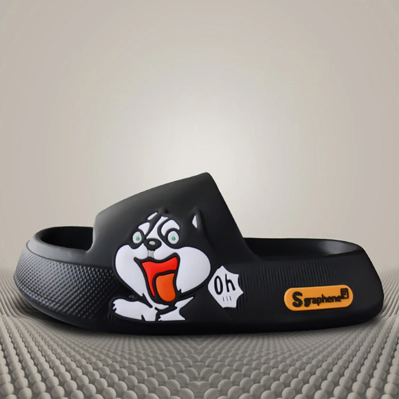 Cute Dog Summer Women's Slippers Thick Platform Slippers Woman Casual Slippers for Bedroom Soft Non-slip Couples Indoor Slides