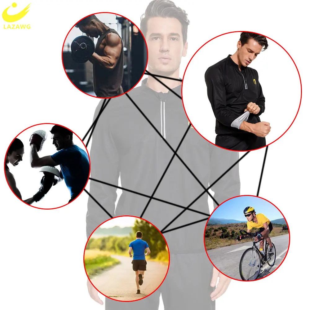 LAZAWG Men Sauna Jacket for Weight Loss Zipper Sweat Top Long Sleeve Slimming Fat Burner Body Shaper Exercise Workout Sportwear