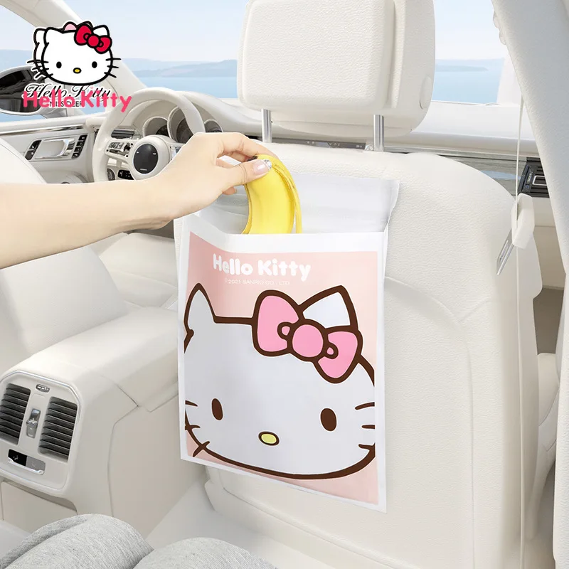 

Мусорный мешок Hello Kitty на автомобиле, складной многофункциональный мешок для хранения с мультяшным рисунком на спинке сиденья, инструмент д...
