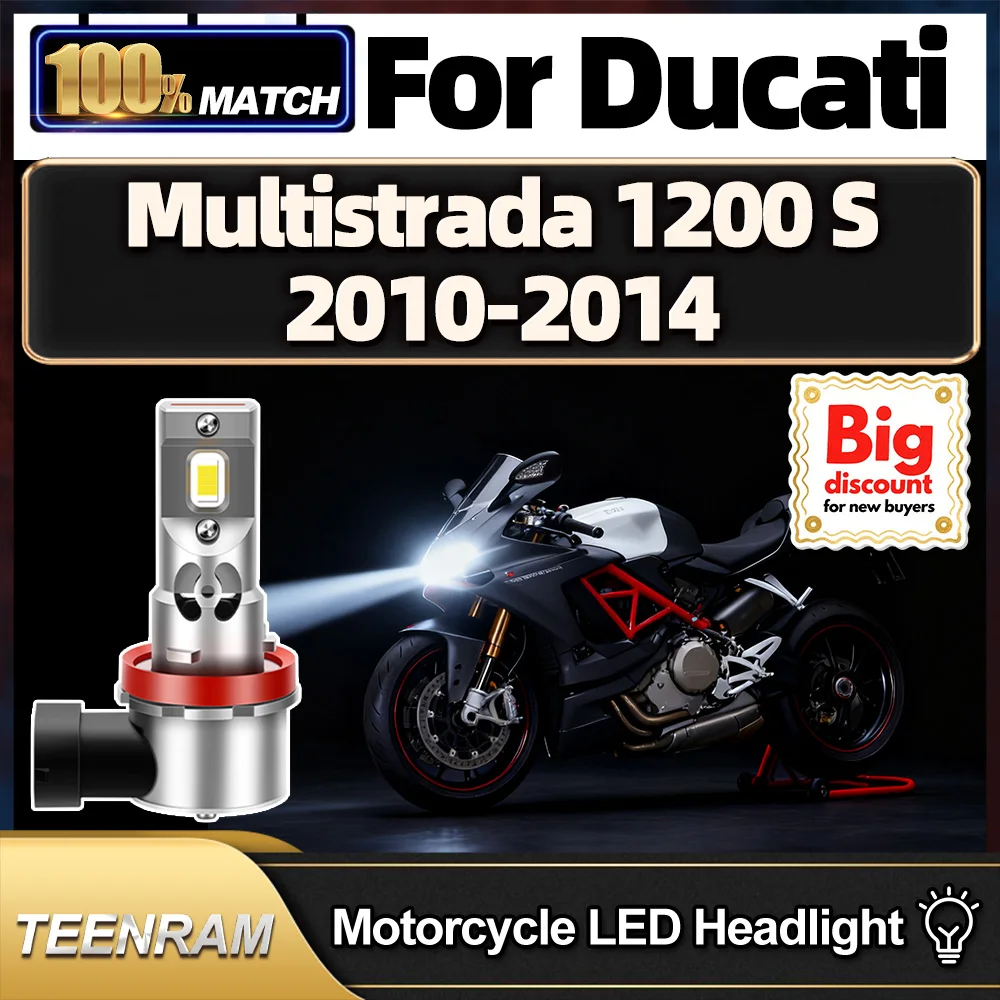 Фото TEENRAM 1/2 шт. мотоциклетные светодиодные лампы для фар Hi/Lo Moto, ампула для фар для Ducati Multistrada 1200 S 2010 2011 2012 2013 2014 №1