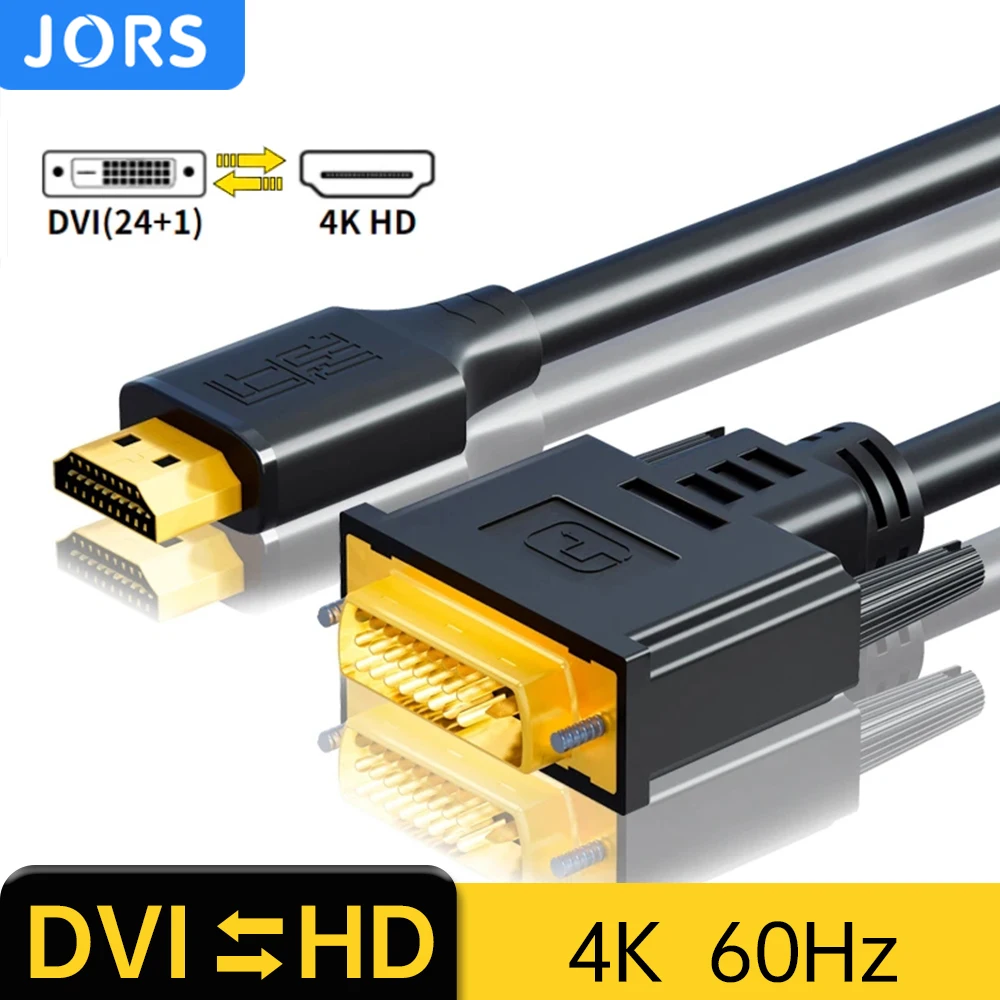 

Кабель JORS DVI-HDMI, 4K 60 Гц, HD-DVI D 24 + 1