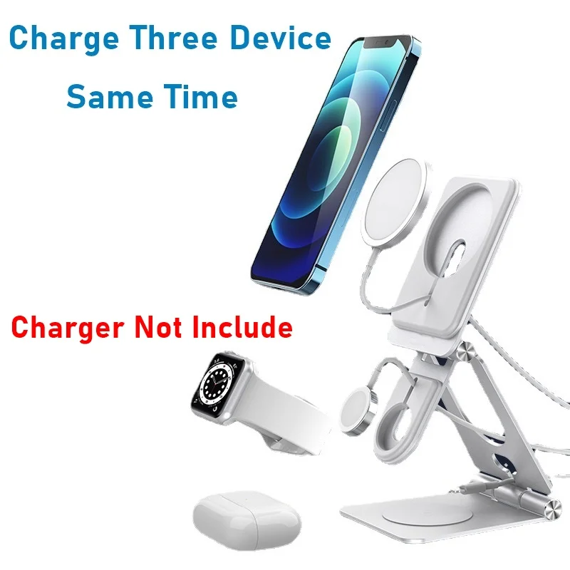 3in1 aluminum adjustable phone stand for iphone 12 13 pro max mini phone mount foldable desk holder for airpods pro apple watch free global shipping