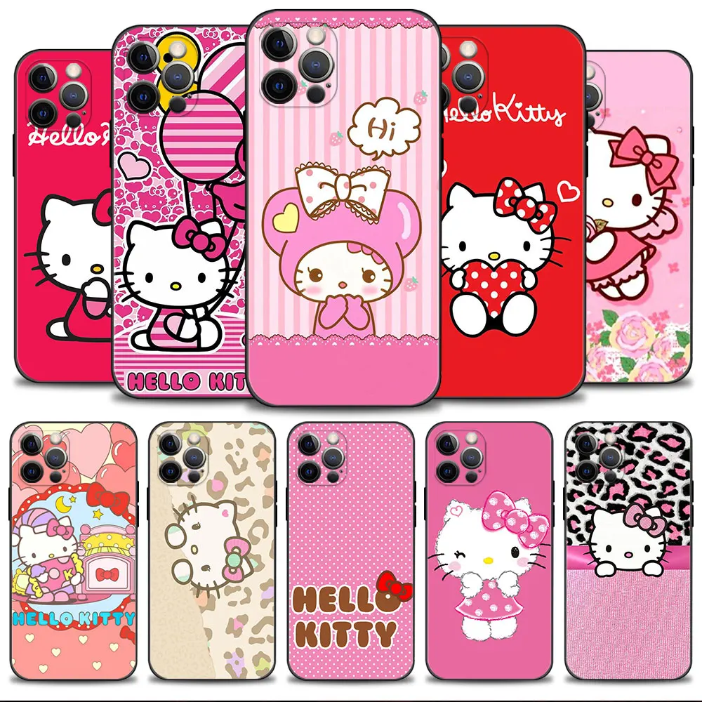 

Phone Case For Apple iPhone 14 13 12 11 Pro Max 13 12 Mini XS Max XR X 7 8 6 6S Plus Shell Hello Kitty Hi Leopard Print