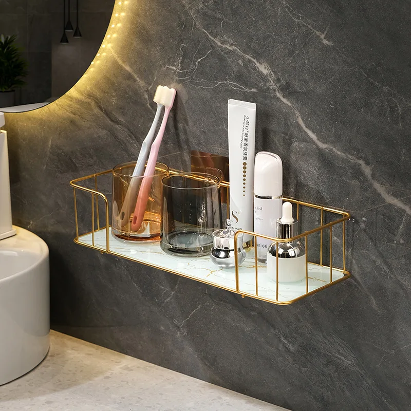 bathroom shelves shower storage basket shelf no drill organizer wall mounted single layer shampoo cosmetic holder accessories free global shipping