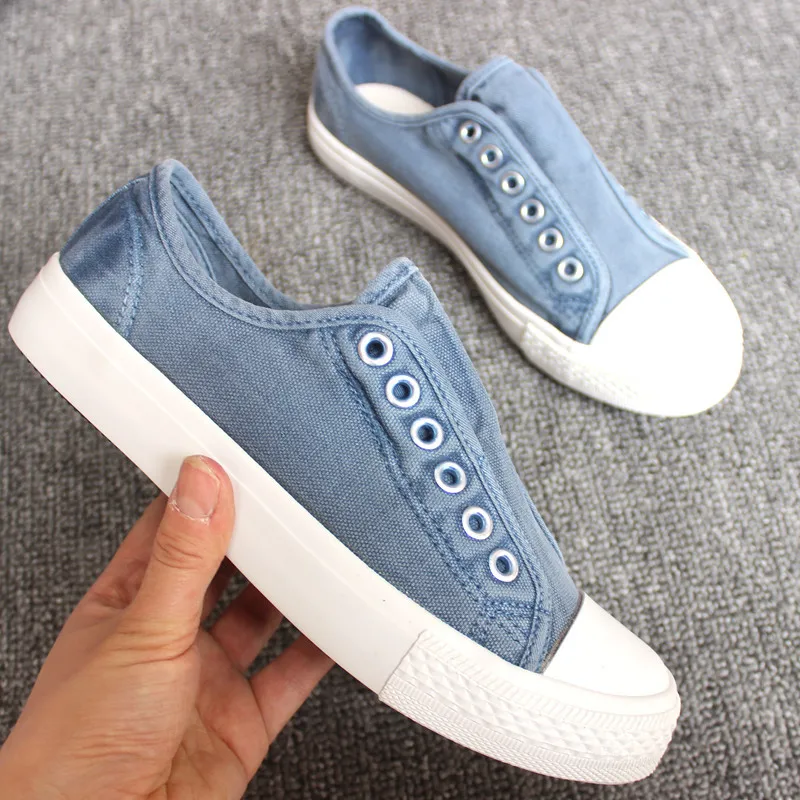 

Brand new women's shoes canvas shoes washed, worn, soft, comfortable and fashionable slip-on flat shoes