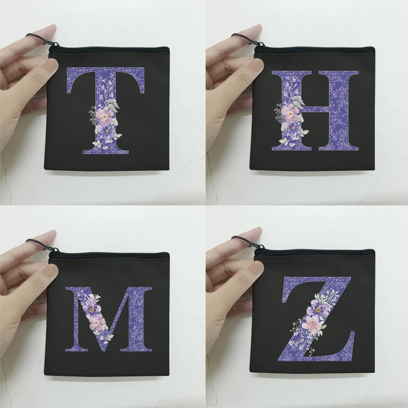 

Women Purple Letters Coin Purse Bank Card Bag Mini Cute Zipper A Great Variety of Models Girls Coin Wallet Bag Key Holder