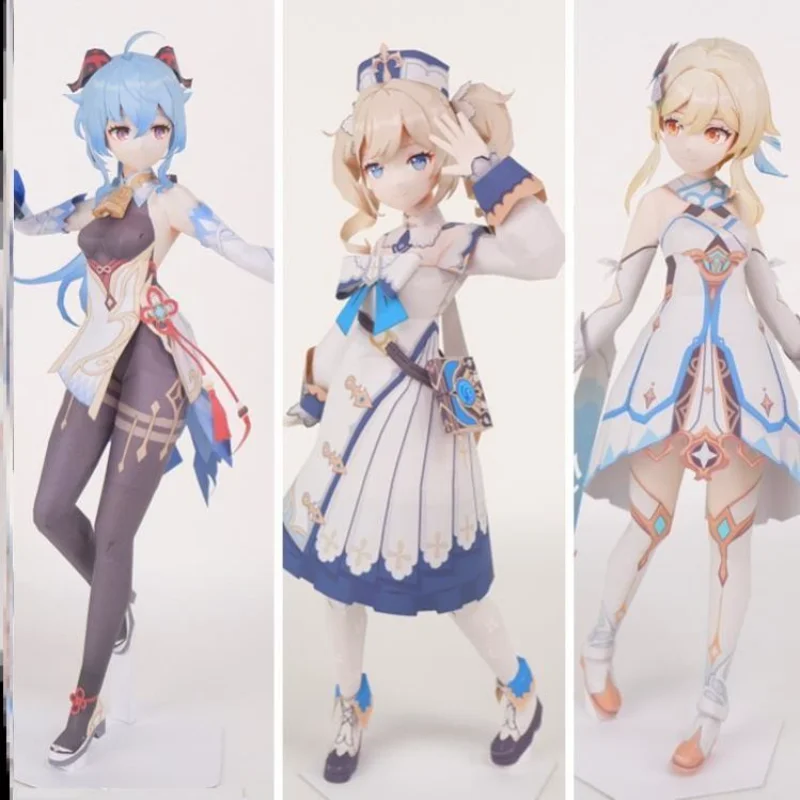 

Genshin Impact Character Collection Gan Yu Barbara Ying Carved Qing Qing Amber 3D Paper Model Decoration Original God Hand-made