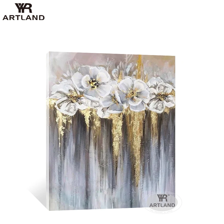 

Beautiful White Flowers Abstract Wall Poster For Home Decor Hand Painted Canvas Oil Painting Art Hanging Picture For Living Room