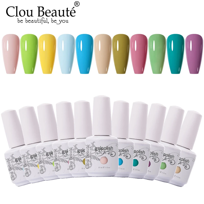 

Clou Beaute Top Coat Gel Nail Polish 15ml Vernis Semi Permanent UV LED Nail Art Lakiery Hybrydowe Manicure Glitter Gel Polish