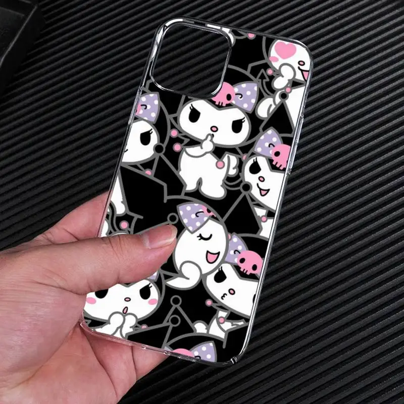 Милый мультяшный прозрачный чехол Kuromi для телефона iphone 14 13 12 11 Pro Max Mini XS 8 7 Plus X SE 2020