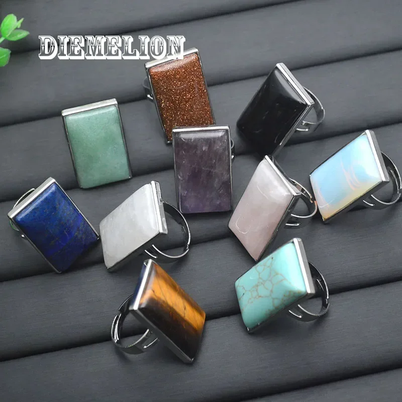 Регулируемые серебряные кольца из натуральных камней Di ion 5 шт.