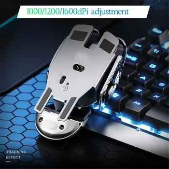 PX2 Metal 2.4G Rechargeable Wireless Mute 1600DPI Mouse 6 Buttons for PC Laptop Computer Gaming Office Home Waterproof Mouse 5