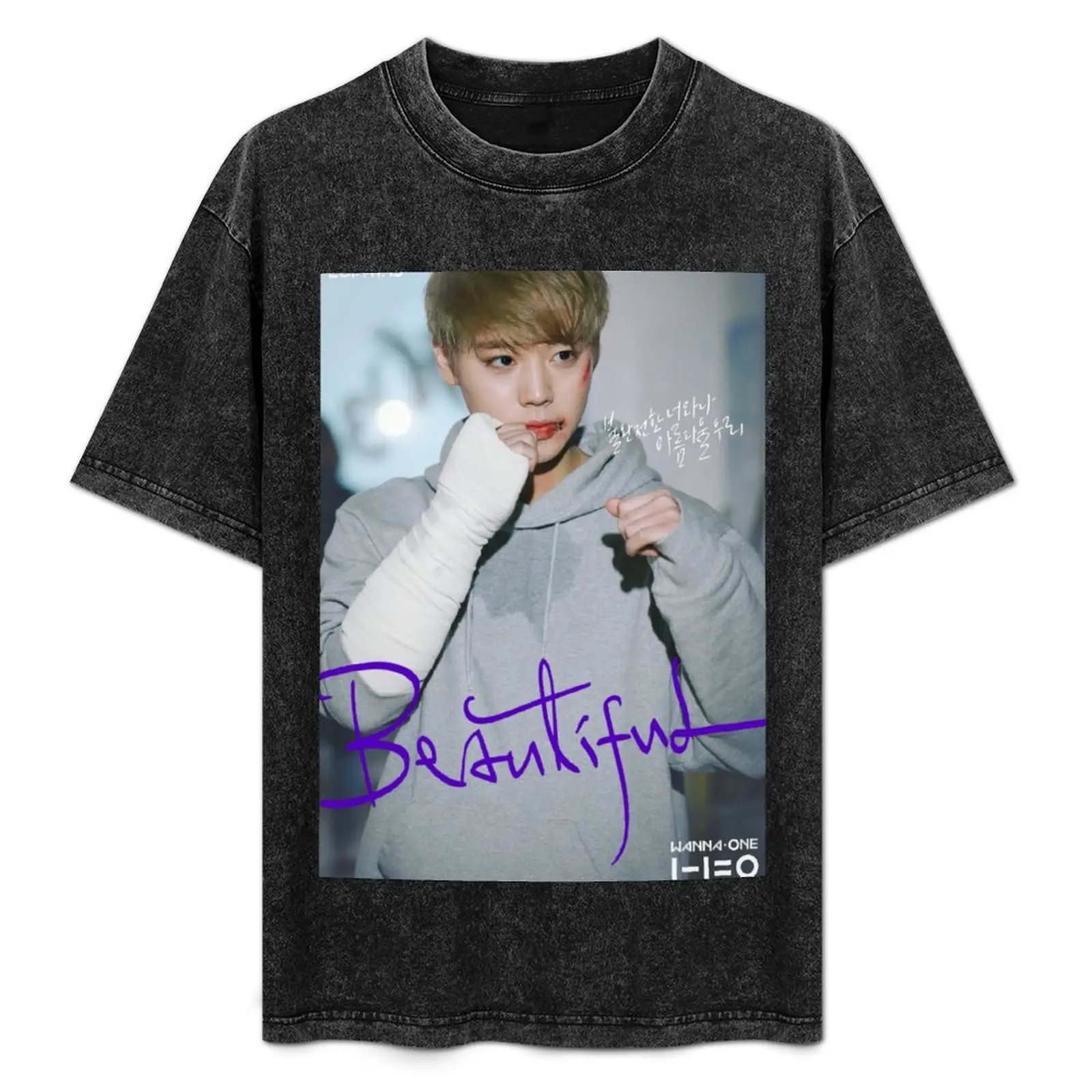 Фото Футболка WANNA ONE BEAUTIFUL PARK JIHOON, повседневный легкий летний топ с короткими рукавами №1