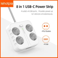 lehotpia outlets power strip multiprise eu 1 8m cable electrical socket usb type c pd 36w fast charger smart home network filter