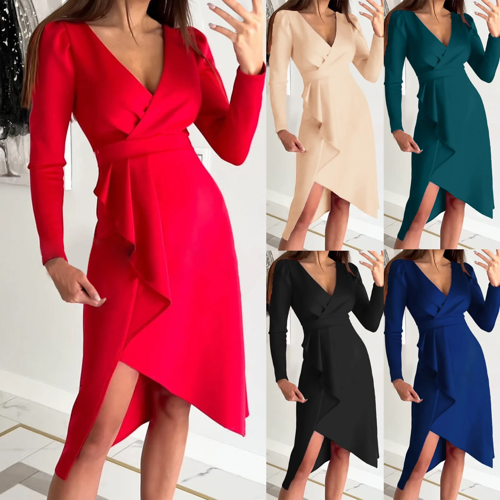 

Платье женское с запахом, длинное приталенное асимметричное вечернее платье на бретелях, с V-образным вырезом, без рукавов, на лето