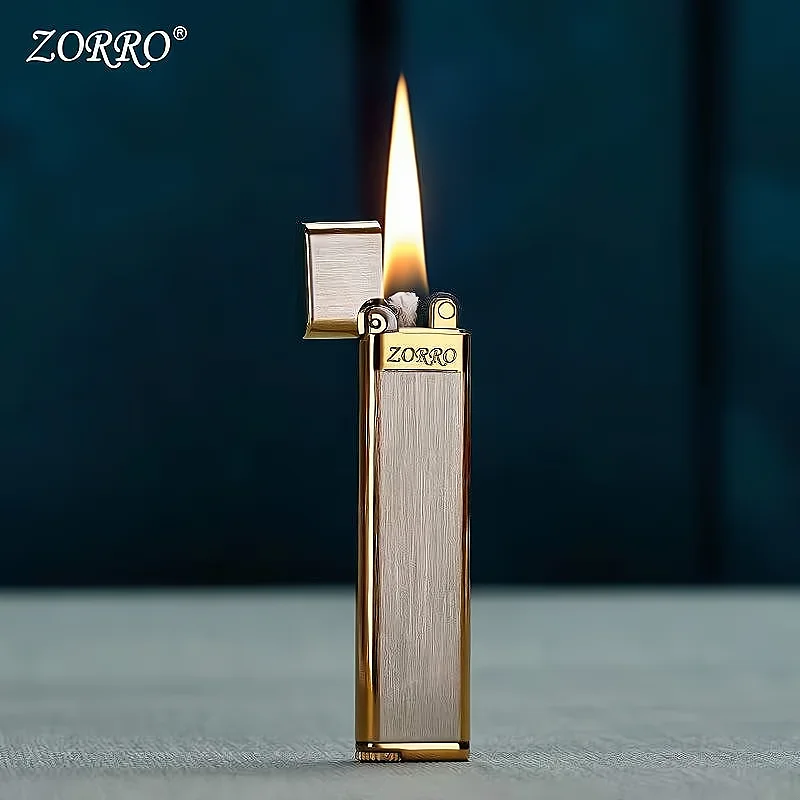 

Керосиновая Зажигалка Зорро легкая тонкая портативная Зажигалка из матового металла, винтажный кремневый шлифовальный круг, мужской подар...