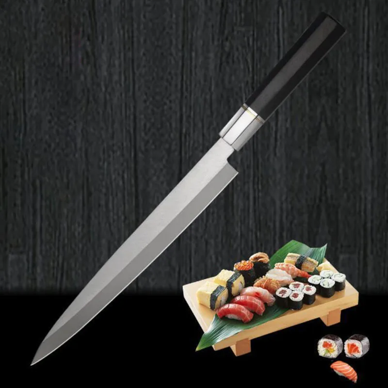 

8.5/9.5/11/12 Inch Sashimi Knife Sharp Yanagiba Slicing Fish Sushi Cleaver Ham Filleting Kitchen Knives Octagonal Wood Handle