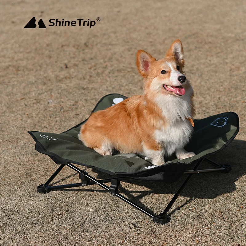 ShineTrip Camping Pet Bed Outdoor Folding Bed Machine Washable Cat Dog Pets Camp Bed Portable Aluminium Alloy Beach Bed