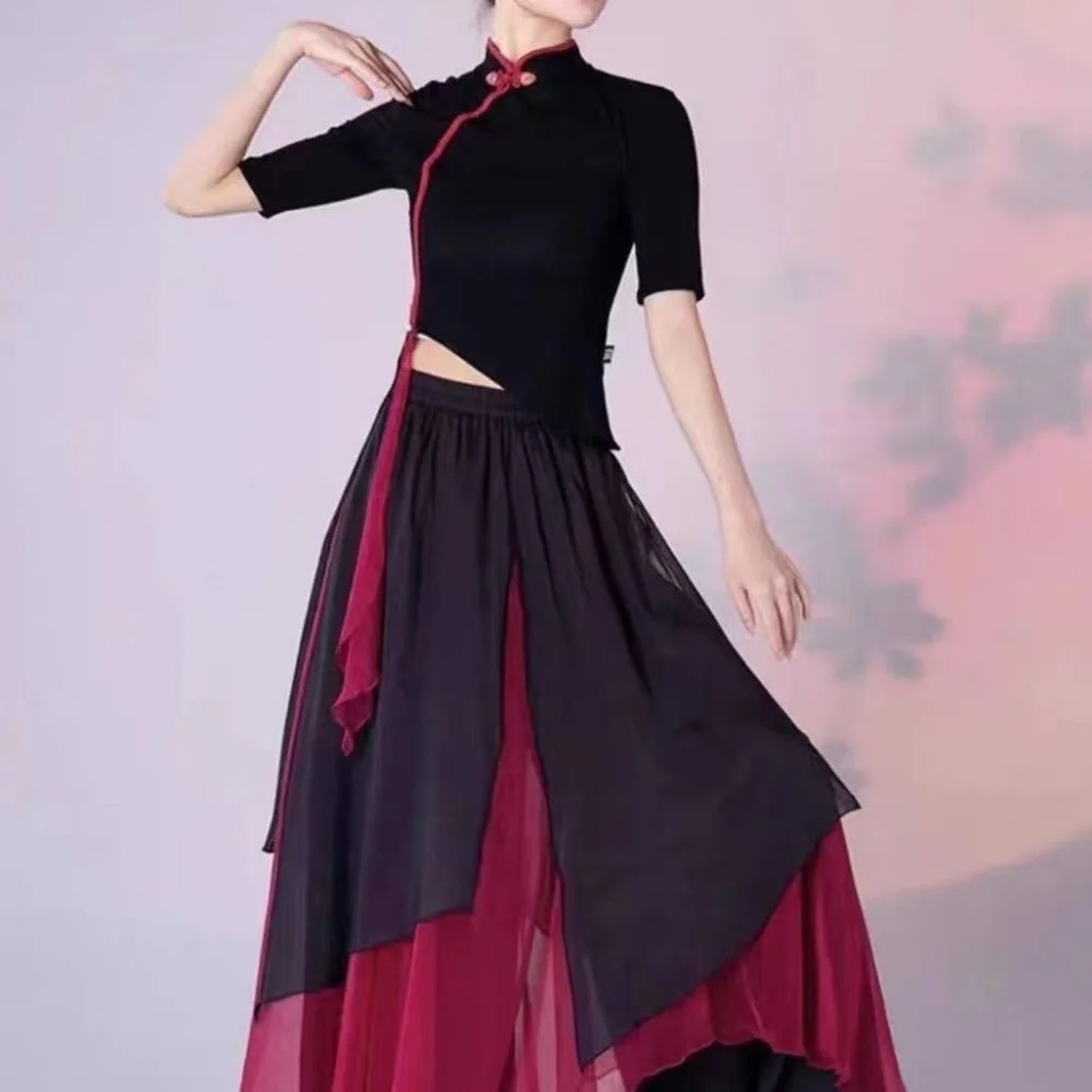 Зеленая черная танцевальная одежда Сказочная костюм китайского Классического