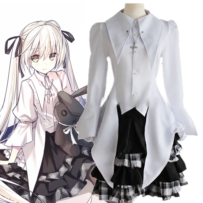 Фото Костюм для косплея Yosuga No Sora Kasugano Sora, женская белая рубашка, юбка, наряды в одиночестве, где мы меньше одного, юбка для косплея №1