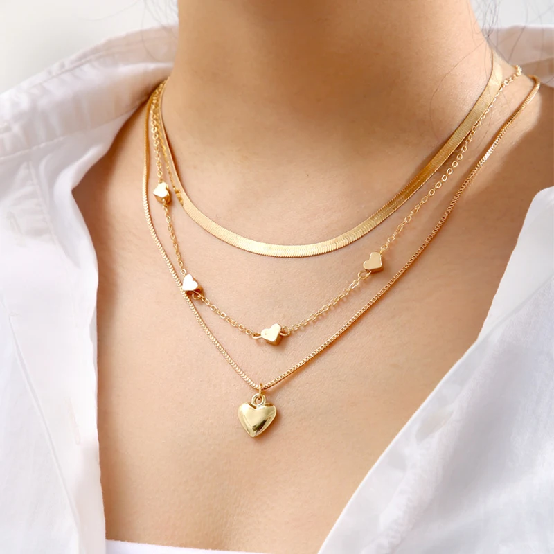 Многослойное ожерелье золотого цвета с подвеской в виде сердца и жемчуга, Женская винтажная цепочка с бабочкой и змеей, ювелирные изделия, свадебные подарки, новинка 2022 года, тренд